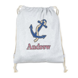 Sail Boats & Stripes Drawstring Backpack - Sweatshirt Fleece - Double Sided (Personalized)