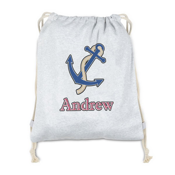 Custom Sail Boats & Stripes Drawstring Backpack - Sweatshirt Fleece - Double Sided (Personalized)