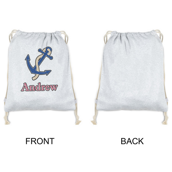 Sail Boats & Stripes Drawstring Backpacks - Sweatshirt Fleece - Single Sided - APPROVAL