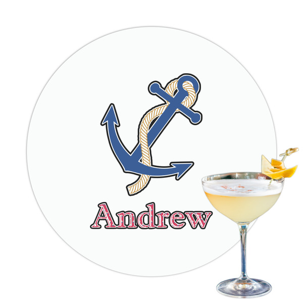 Custom Sail Boats & Stripes Printed Drink Topper - 3.25" (Personalized)