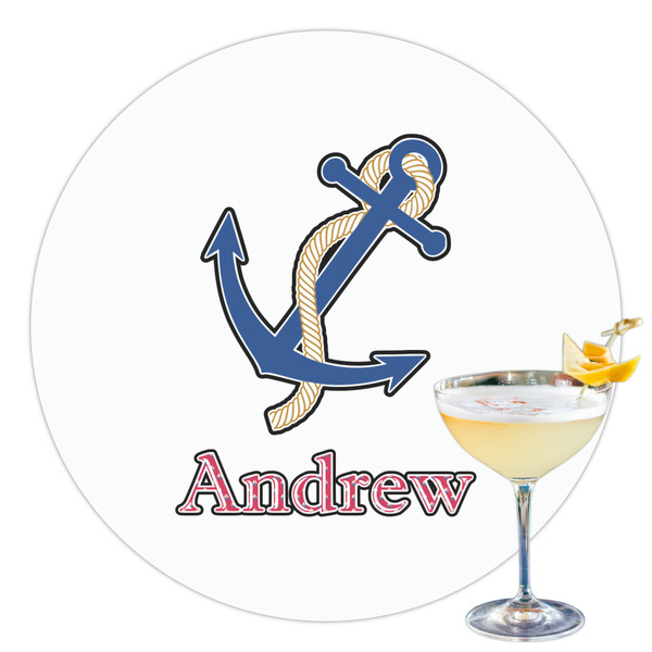 Custom Sail Boats & Stripes Printed Drink Topper - 3.5" (Personalized)