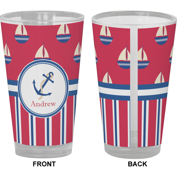 Sail Boats & Stripes Pint Glass - Full Color - Front & Back Views