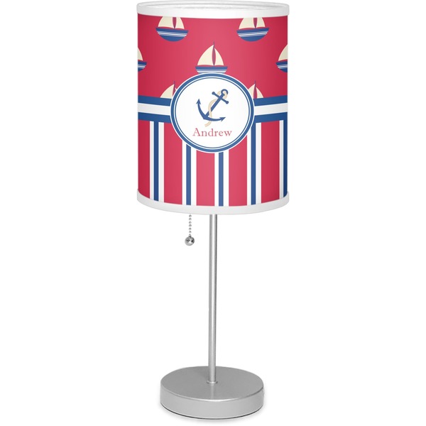 Custom Sail Boats & Stripes 7" Drum Lamp with Shade Linen (Personalized)