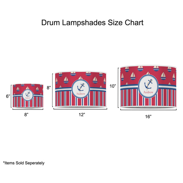 Sail Boats & Stripes Drum Lampshades - Sizing Chart