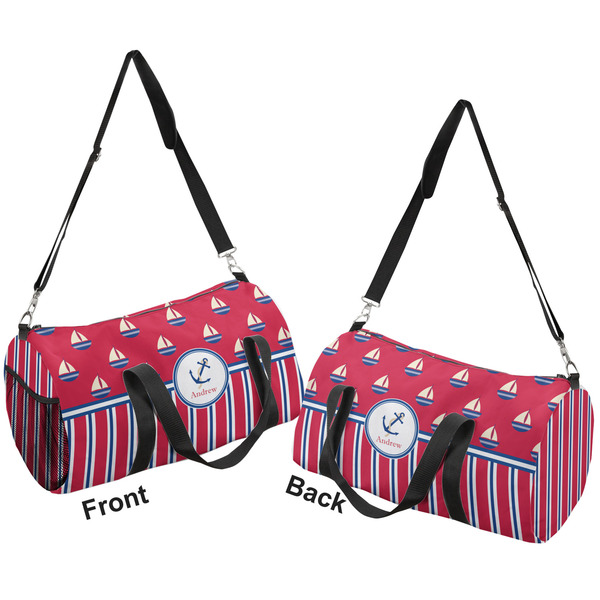 Sail Boats & Stripes Duffle bag large front and back sides