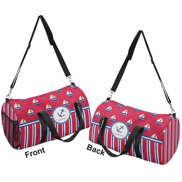 Sail Boats & Stripes Duffle bag small front and back sides