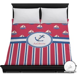 Sail Boats & Stripes Duvet Cover - Full / Queen (Personalized)