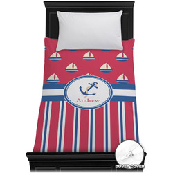 Sail Boats & Stripes Duvet Cover - Twin XL (Personalized)