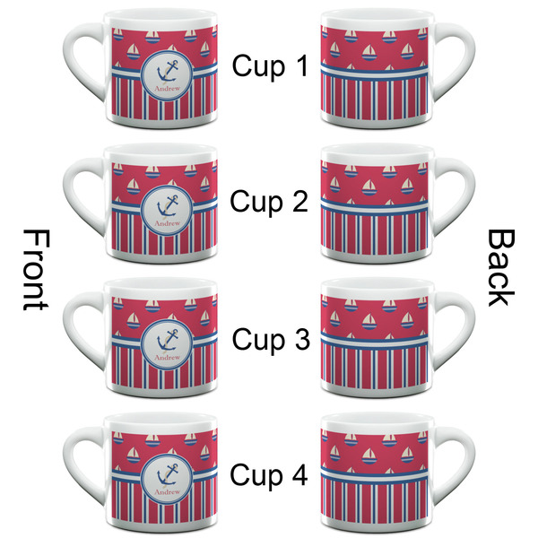 Sail Boats & Stripes Espresso Cup - 6oz (Double Shot Set of 4) APPROVAL