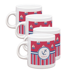 Sail Boats & Stripes Single Shot Espresso Cups - Set of 4 (Personalized)