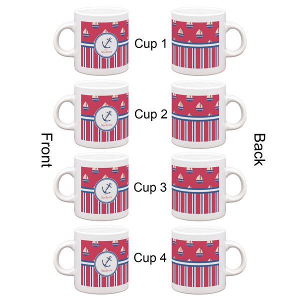 Sail Boats & Stripes Espresso Cup Set of 4 - Apvl