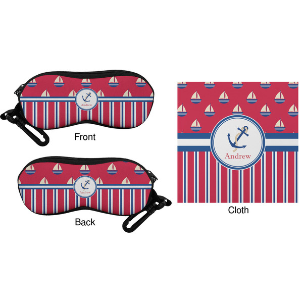 Sail Boats & Stripes Eyeglass Case & Cloth (Approval)