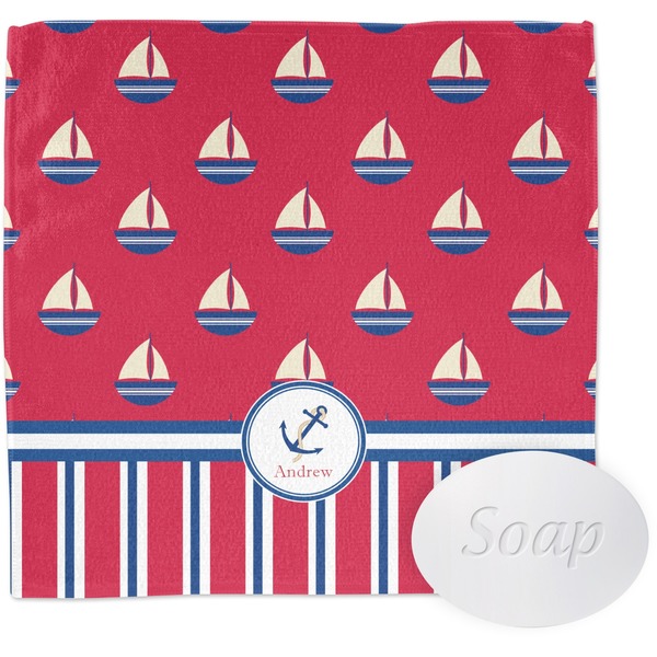 Custom Sail Boats & Stripes Washcloth (Personalized)