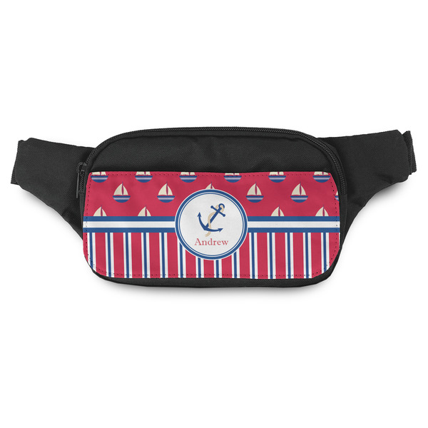 Custom Sail Boats & Stripes Fanny Pack - Modern Style (Personalized)