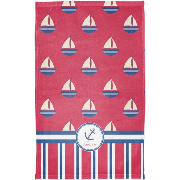 Sail Boats & Stripes Finger Tip Towel - Full View