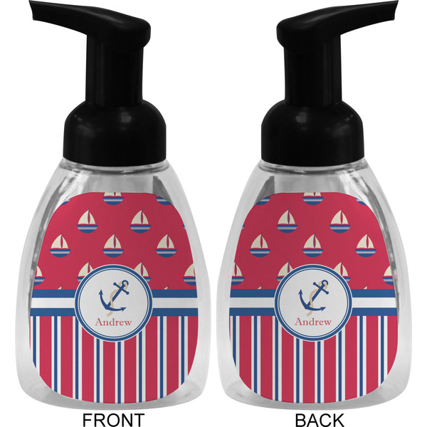 Sail Boats & Stripes Foam Soap Bottle (Front & Back)