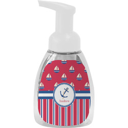 Sail Boats & Stripes Foam Soap Bottle - White (Personalized)