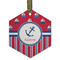 Sail Boats & Stripes Flat Glass Ornament - Hexagon w/ Name or Text
