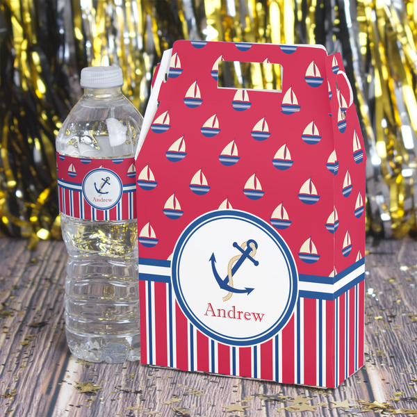 Sail Boats & Stripes Gable Favor Box - In Context
