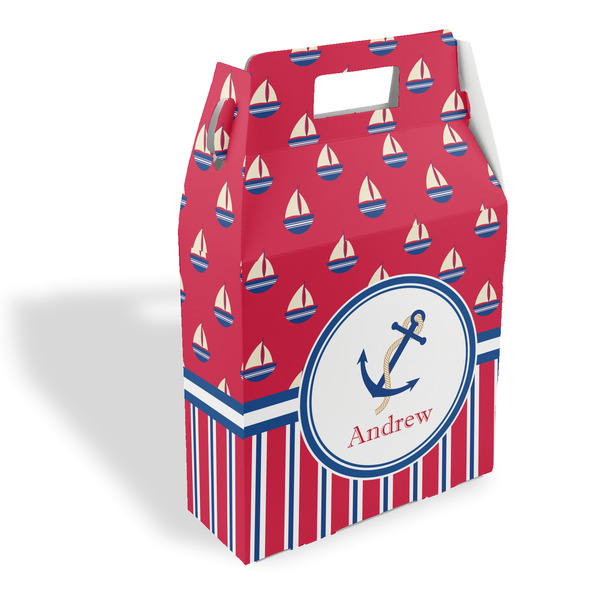 Custom Sail Boats & Stripes Gable Favor Box (Personalized)