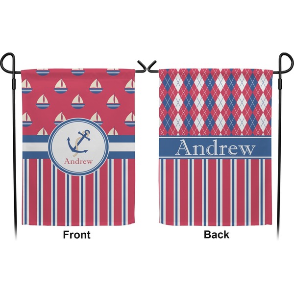 Sail Boats & Stripes Garden Flag - Double Sided Front and Back