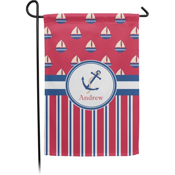 Custom Sail Boats & Stripes Small Garden Flag - Double Sided w/ Name or Text