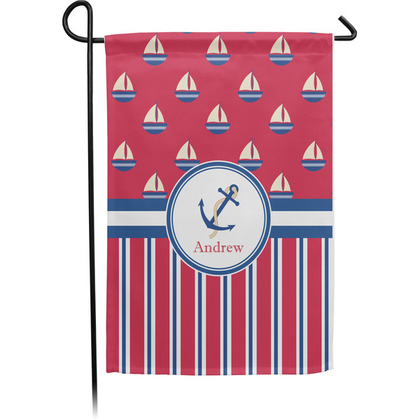 Custom Sail Boats & Stripes Small Garden Flag - Single Sided w/ Name or Text