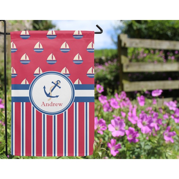 Sail Boats & Stripes Garden Flag - Outside In Flowers