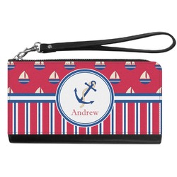 Sail Boats & Stripes Genuine Leather Smartphone Wrist Wallet (Personalized)