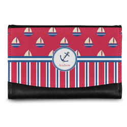 Sail Boats & Stripes Genuine Leather Women's Wallet - Small (Personalized)