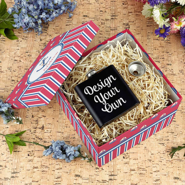 Sail Boats & Stripes Gift Boxes with Lid - Canvas Wrapped - Large - In Context