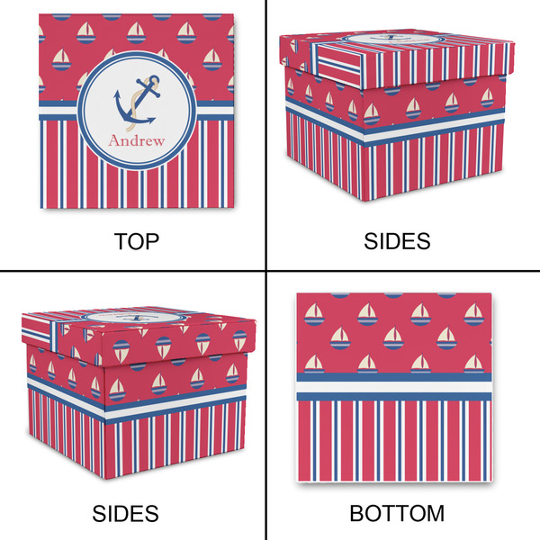 Sail Boats & Stripes Gift Boxes with Lid - Canvas Wrapped - Medium - Approval