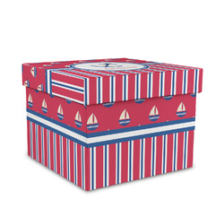 Sail Boats & Stripes Gift Box with Lid - Canvas Wrapped - Medium (Personalized)