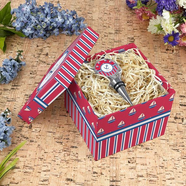 Sail Boats & Stripes Gift Boxes with Lid - Canvas Wrapped - Medium - In Context