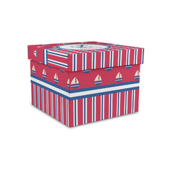 Sail Boats & Stripes Gift Box with Lid - Canvas Wrapped - Small (Personalized)