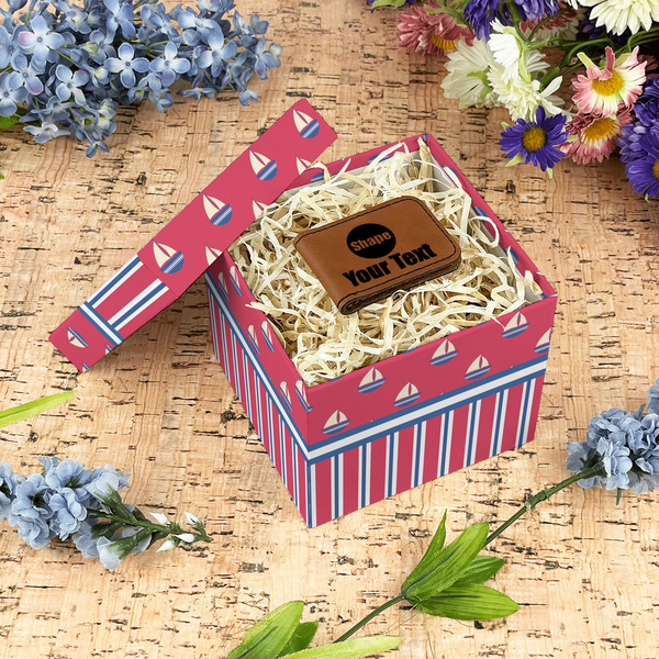 Sail Boats & Stripes Gift Boxes with Lid - Canvas Wrapped - Small - In Context