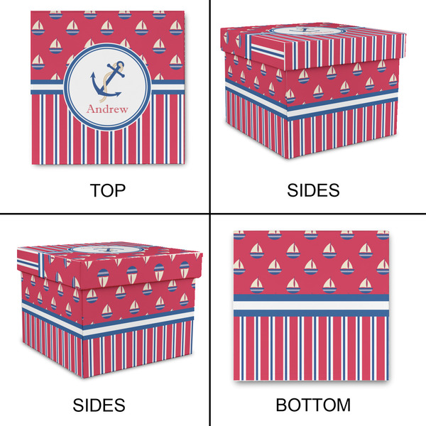 Sail Boats & Stripes Gift Boxes with Lid - Canvas Wrapped - X-Large - Approval