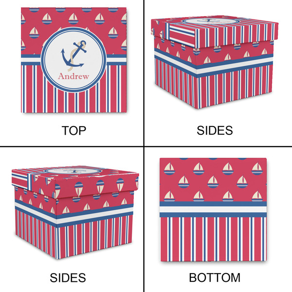 Sail Boats & Stripes Gift Boxes with Lid - Canvas Wrapped - XX-Large - Approval