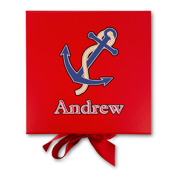 Sail Boats & Stripes Gift Boxes with Magnetic Lid - Red - Approval