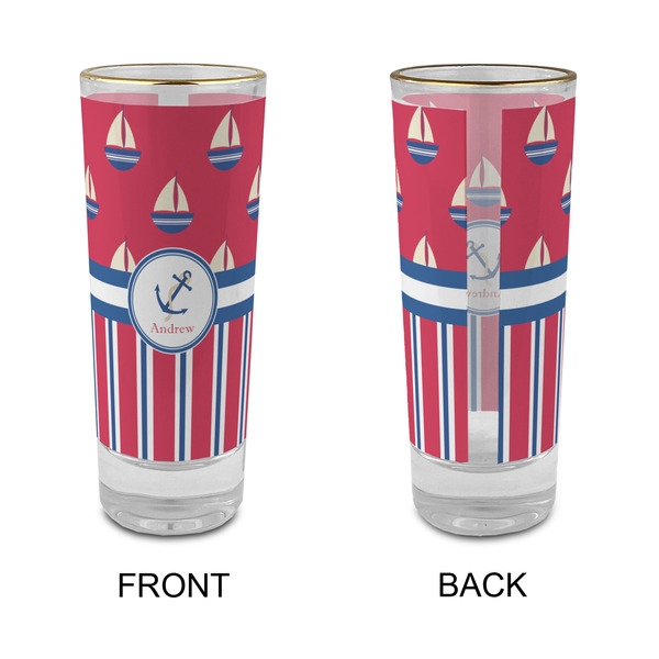 Sail Boats & Stripes Glass Shot Glass - 2 oz - Single - APPROVAL