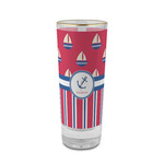 Sail Boats & Stripes 2 oz Shot Glass -  Glass with Gold Rim - Set of 4 (Personalized)