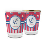 Sail Boats & Stripes Glass Shot Glass - 1.5 oz (Personalized)