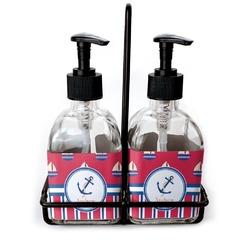 Sail Boats & Stripes Glass Soap & Lotion Bottles (Personalized)