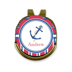 Sail Boats & Stripes Golf Ball Marker - Hat Clip - Gold