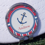 Sail Boats & Stripes Golf Ball Marker - Hat Clip