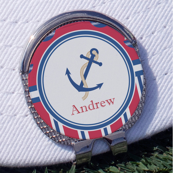 Custom Sail Boats & Stripes Golf Ball Marker - Hat Clip