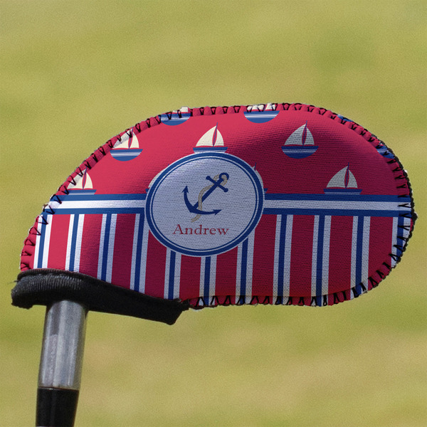 Custom Sail Boats & Stripes Golf Club Iron Cover (Personalized)