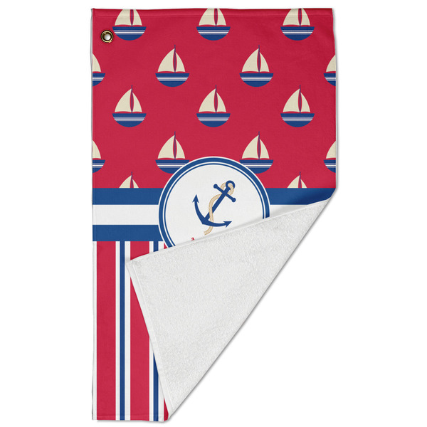 Sail Boats & Stripes Golf Towel - Folded (Large)