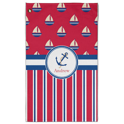 Sail Boats & Stripes Golf Towel - Poly-Cotton Blend w/ Name or Text
