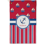 Sail Boats & Stripes Golf Towel - Poly-Cotton Blend - Small w/ Name or Text